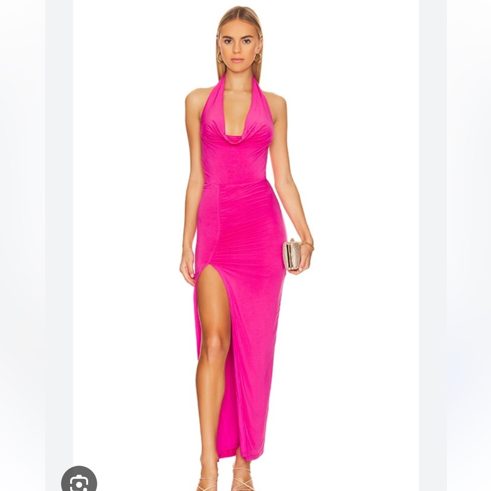 Superdown Jade Halter Dress Hot Pink